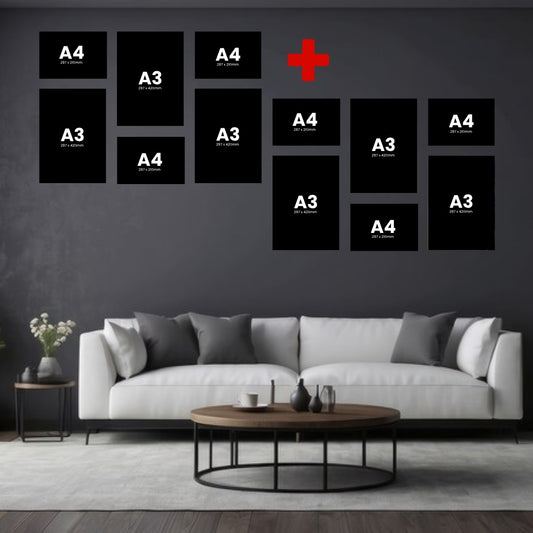 Size layout: Buy 1 Get 1 Free Medium 6 Piece Puzzle, 12 canvases (6 x A4 + 6 x A3)