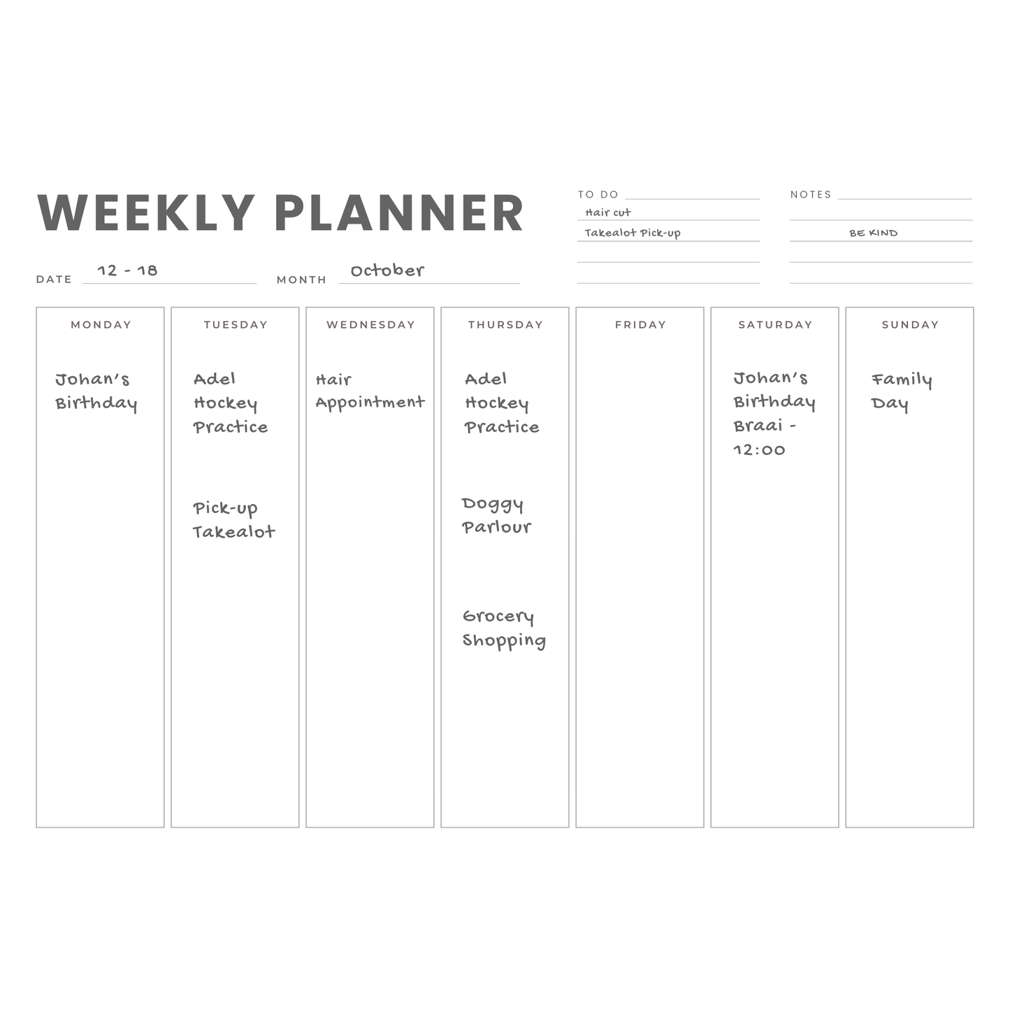 Magnetic Weekly Planner - A3