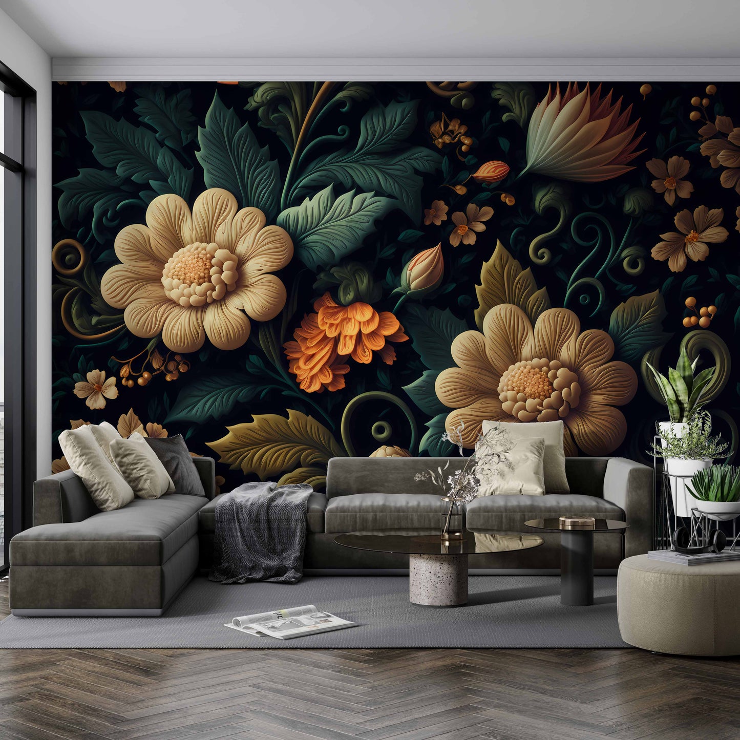 Abstract Floral Pattern Wallpaper