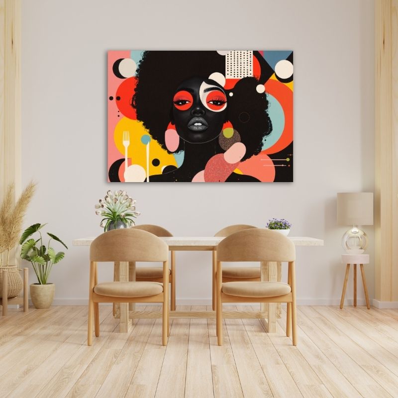 Abstract Lady with Afro Pre-Printed Canvas