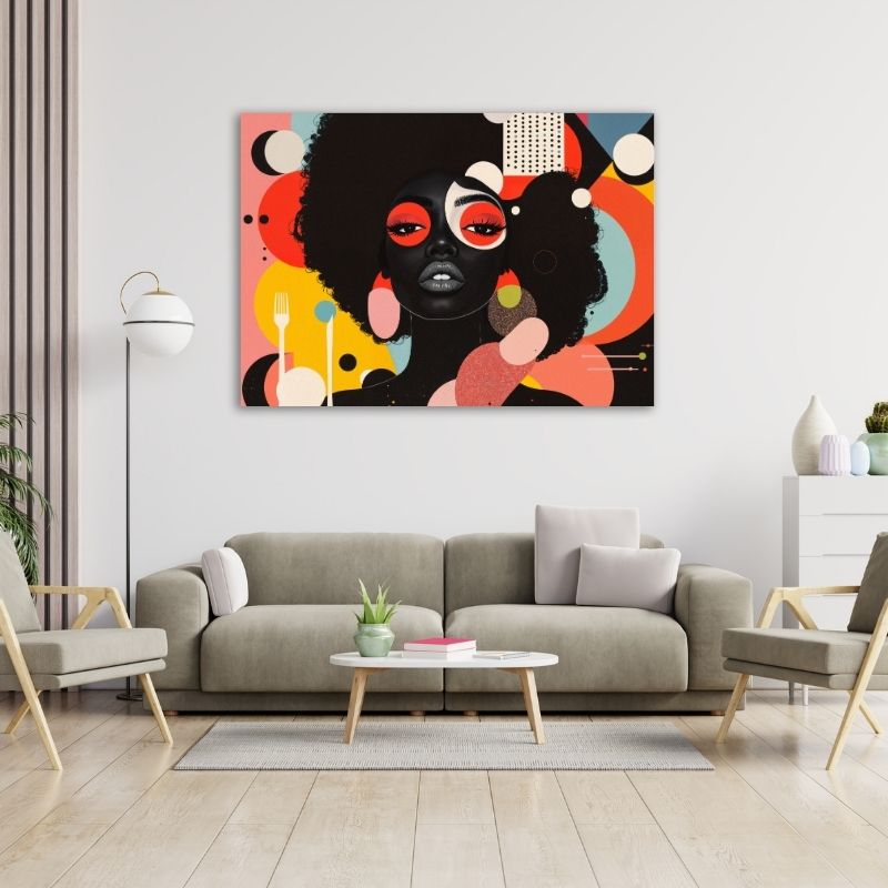Abstract Lady with Afro Pre-Printed Canvas