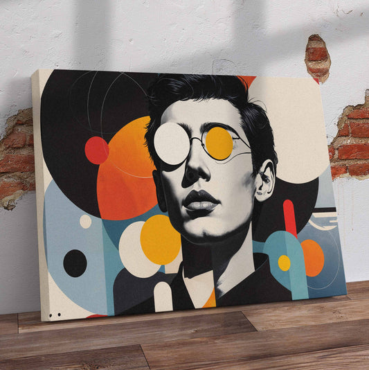 Abstract Man with Glasses Pre-Printed Canvas