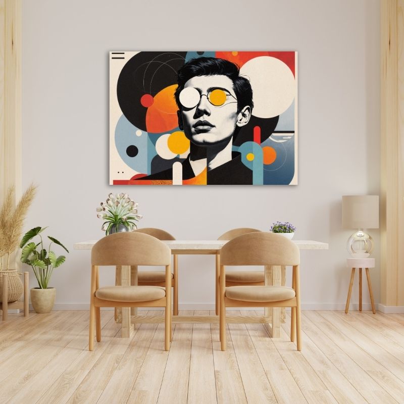 Abstract Man with Glasses Pre-Printed Canvas