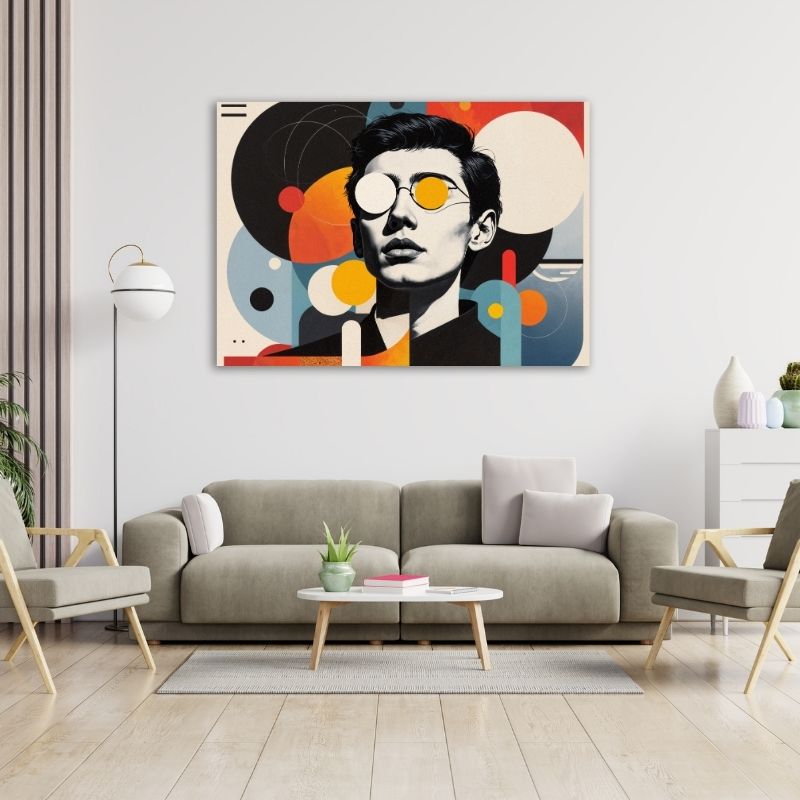 Abstract Man with Glasses Pre-Printed Canvas