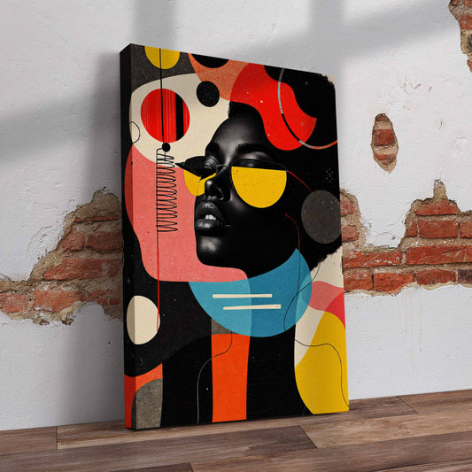 Abstract Women with Sunglasses Pre-Printed Canvas