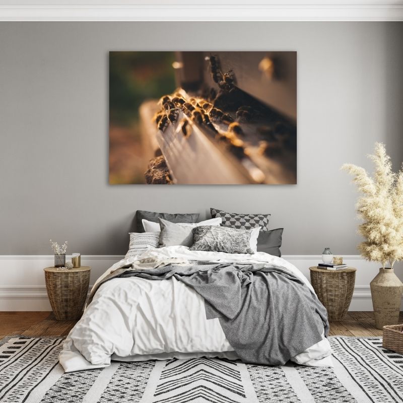 Bees Closeup Pre-Printed Canvas