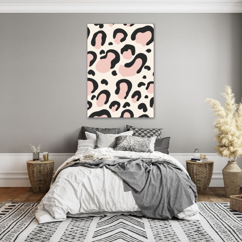 Beige And Pink Leopard Pre-Printed Canvas