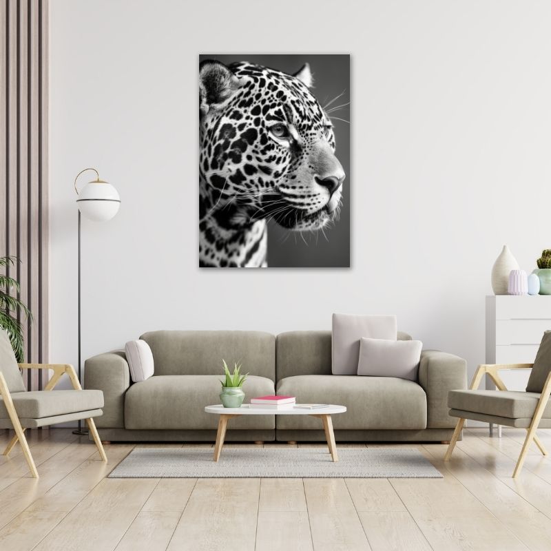 Black and White Closeup Leopard Pre-Printed Canvas
