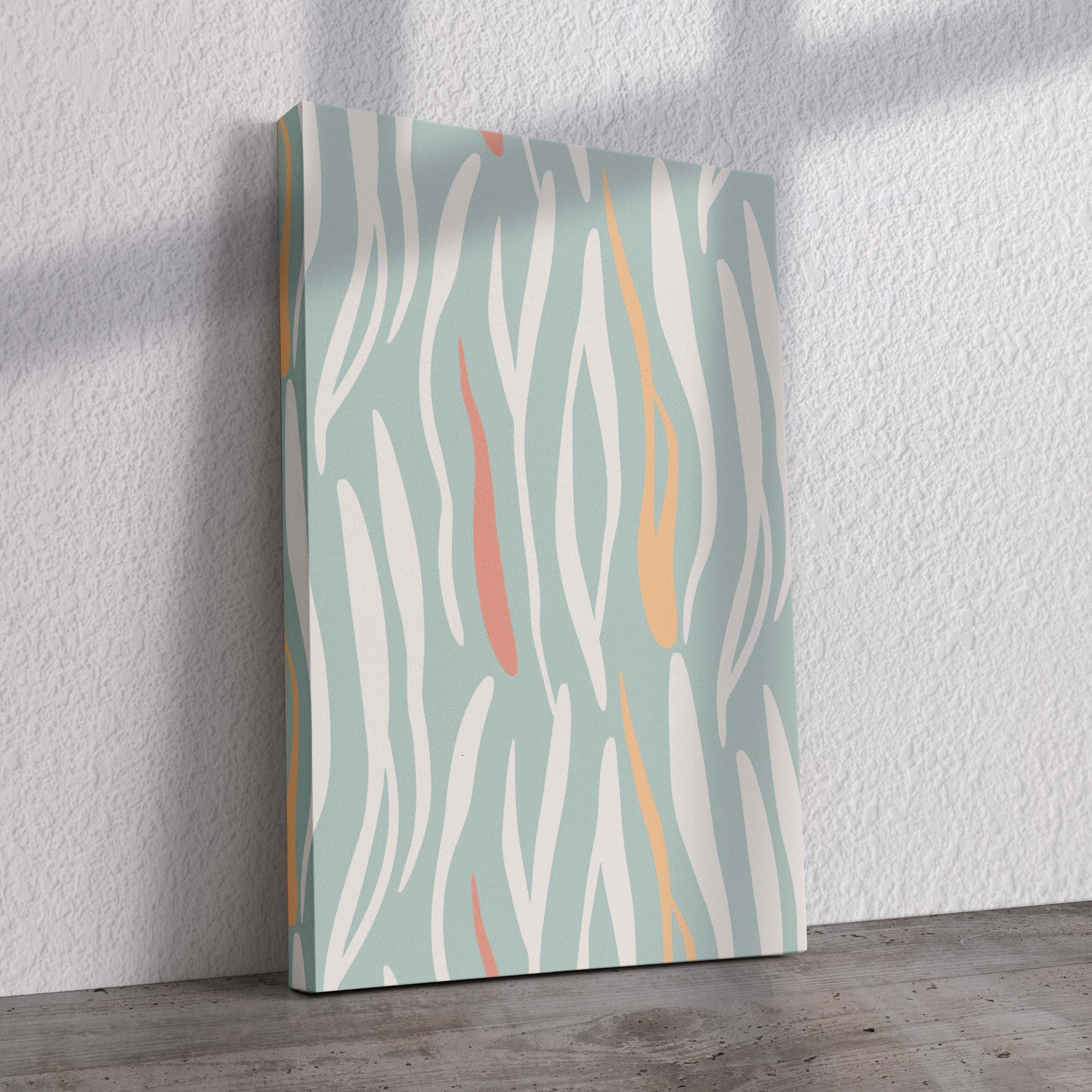 Blue Zebra Stripes Pre-Printed Canvas