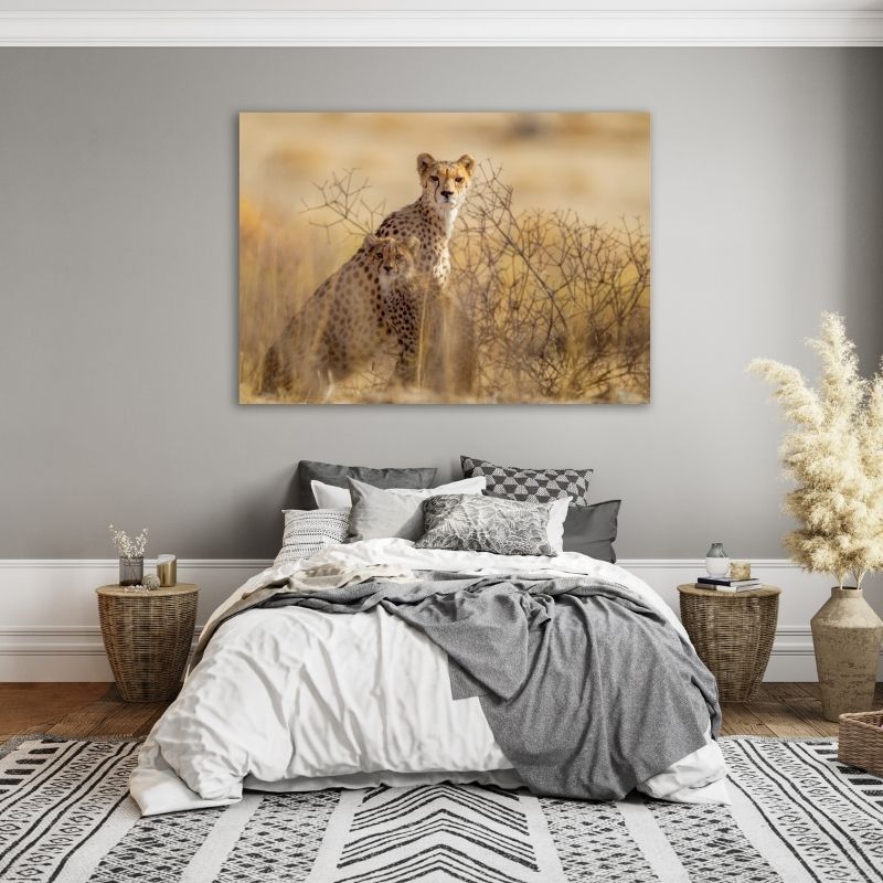 Cheetah With Cub Pre-Printed Canvas