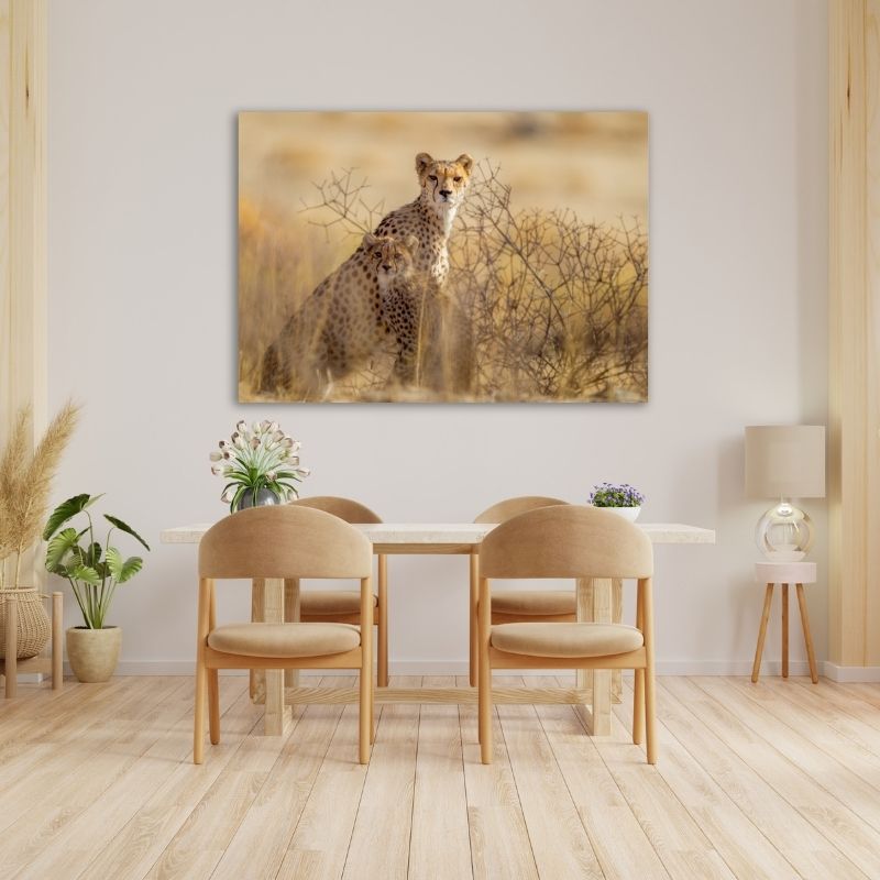 Cheetah With Cub Pre-Printed Canvas