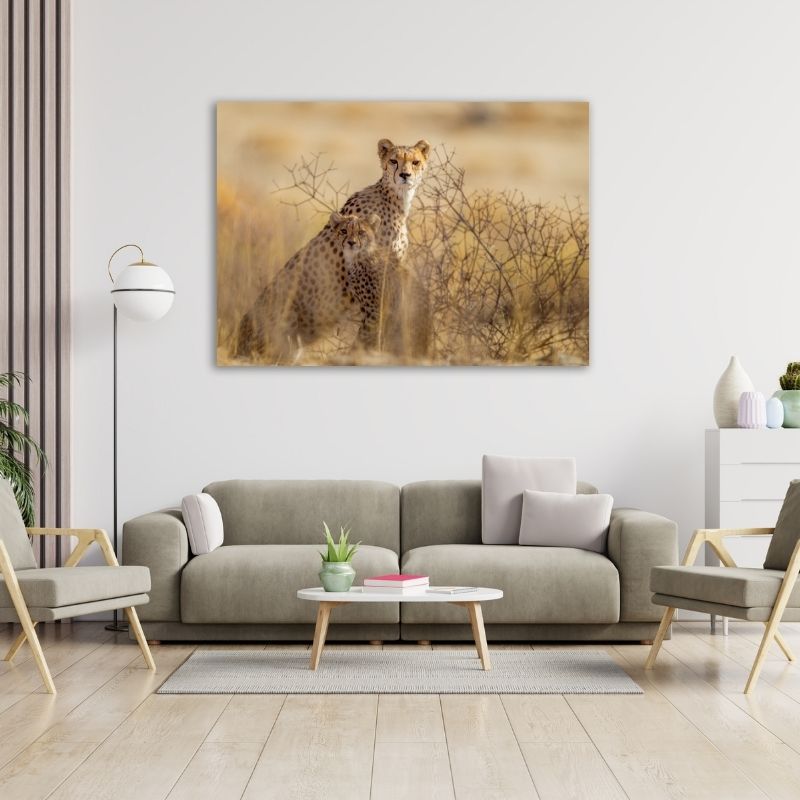 Cheetah With Cub Pre-Printed Canvas