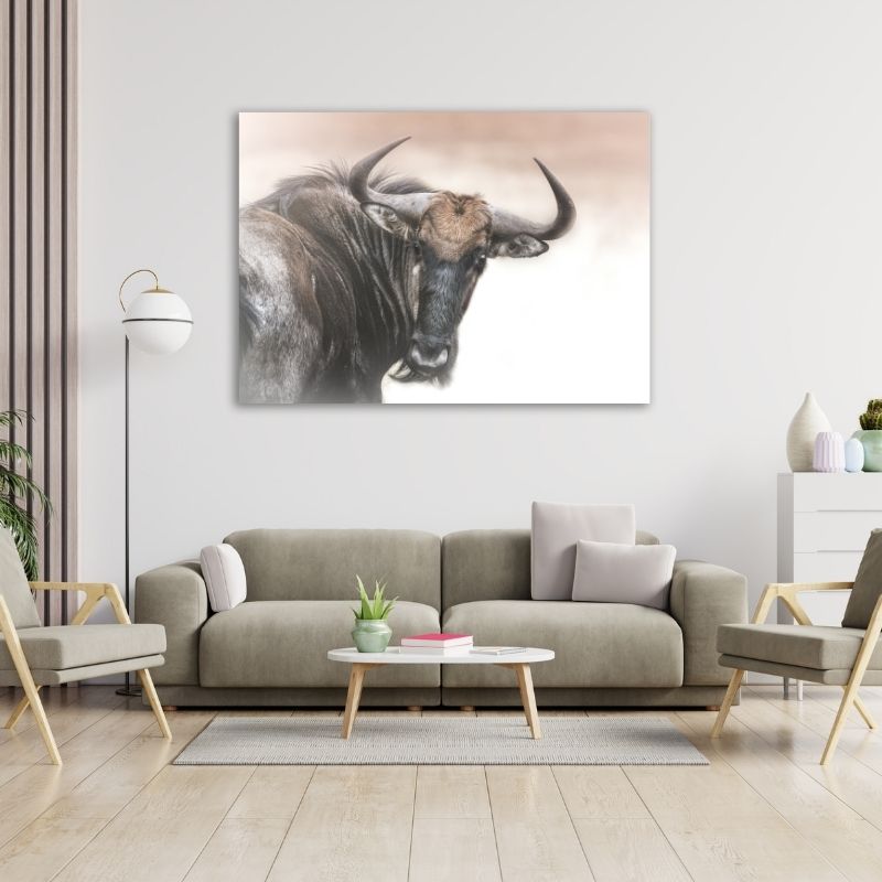 Wildebeest Closeup Pre-Printed Canvas