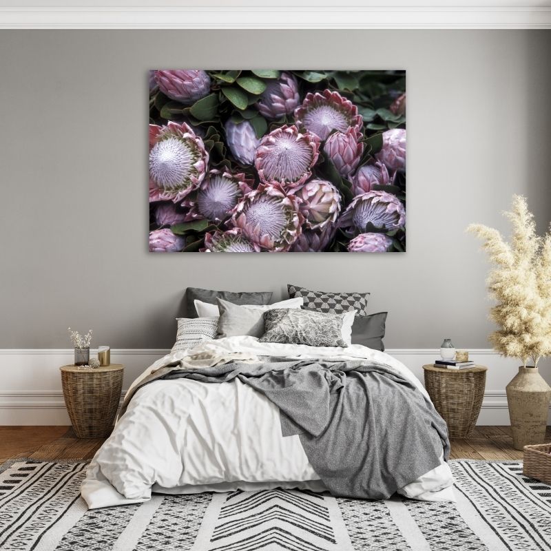 Closeup Pink Protea Pre-Printed Canvas