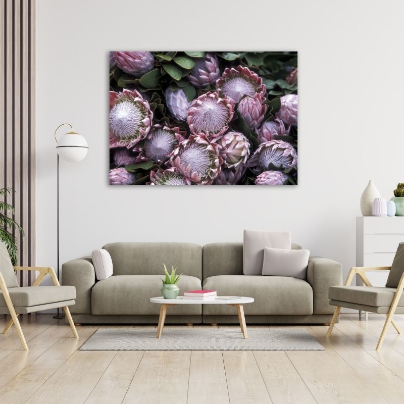Closeup Pink Protea Pre-Printed Canvas