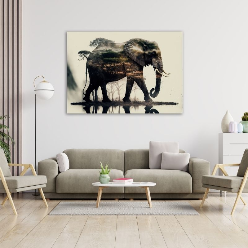 Elephant Reflection Pre-Printed Canvas