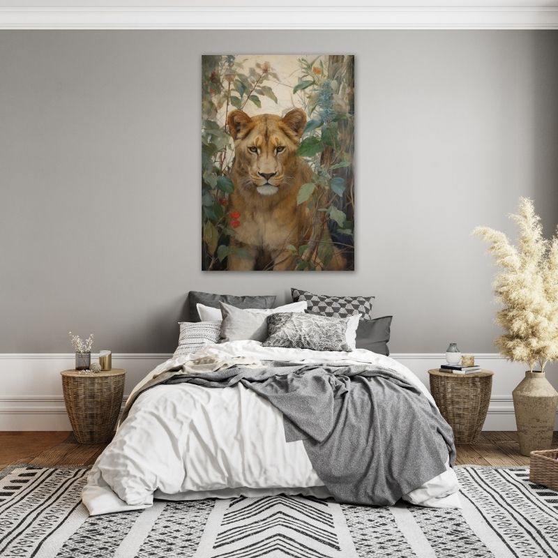 Lioness Floral Art Pre-Printed Canvas