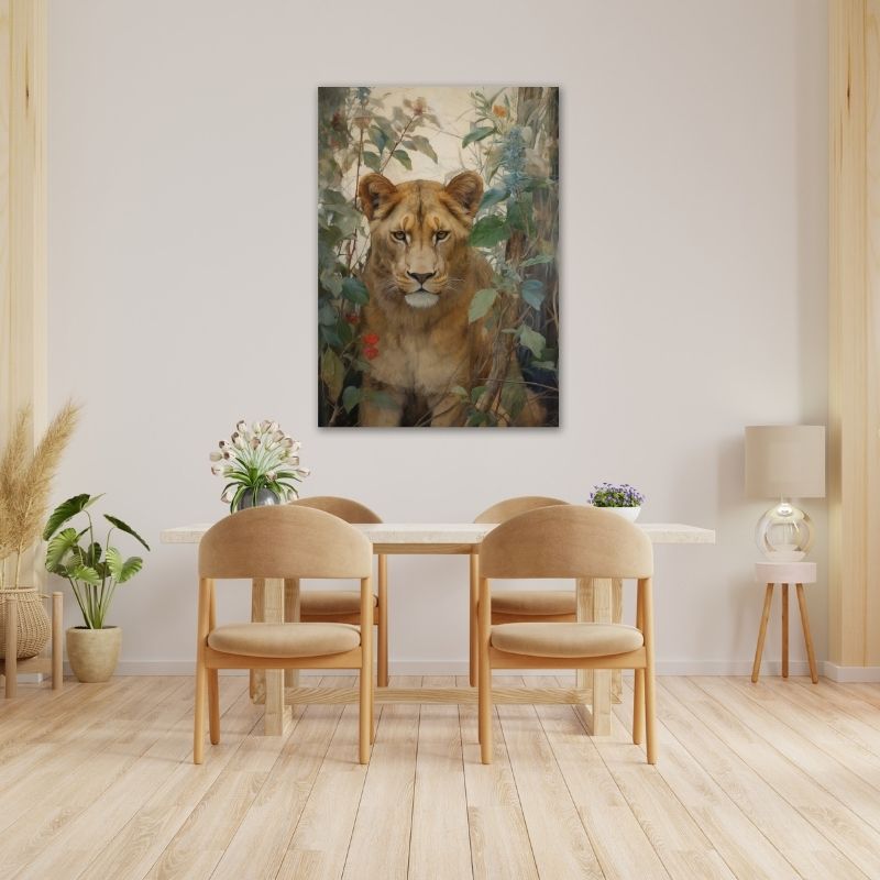 Lioness Floral Art Pre-Printed Canvas