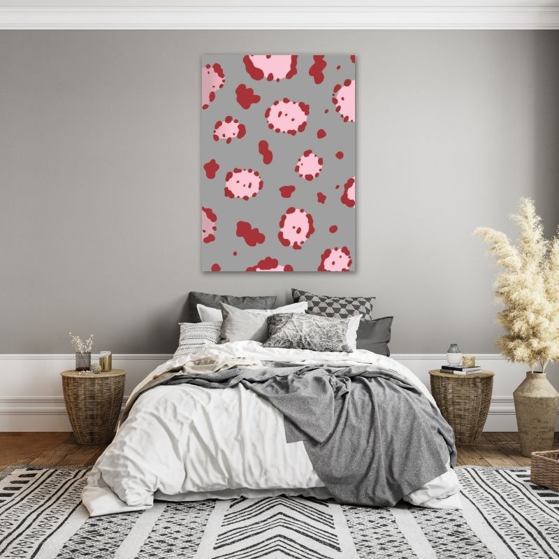 Grey with Pink Leopard Pre-Printed Canvas
