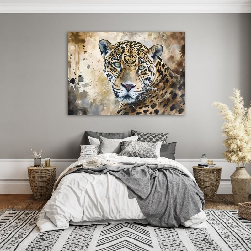 Closeup Watercolour Leopard Pre-Printed Canvas