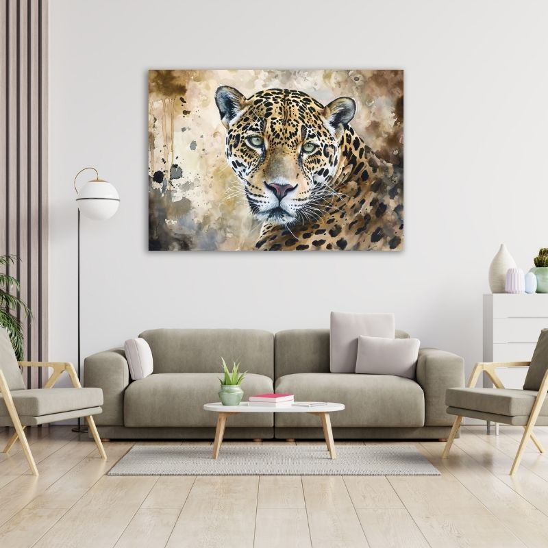 Closeup Watercolour Leopard Pre-Printed Canvas
