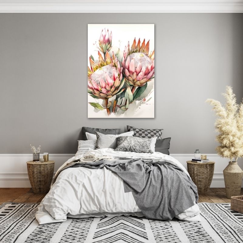 Light Painted Protea Pre-Printed Canvas