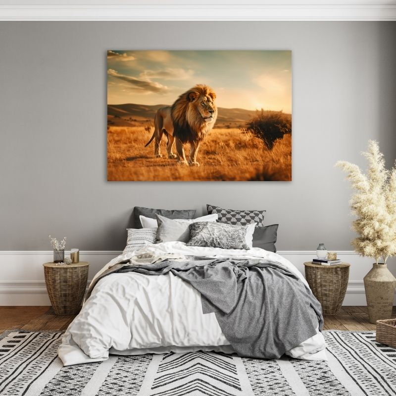 Lion In Field Pre-Printed Canvas