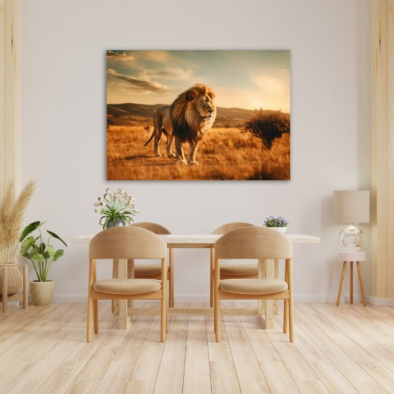 Lion In Field Pre-Printed Canvas