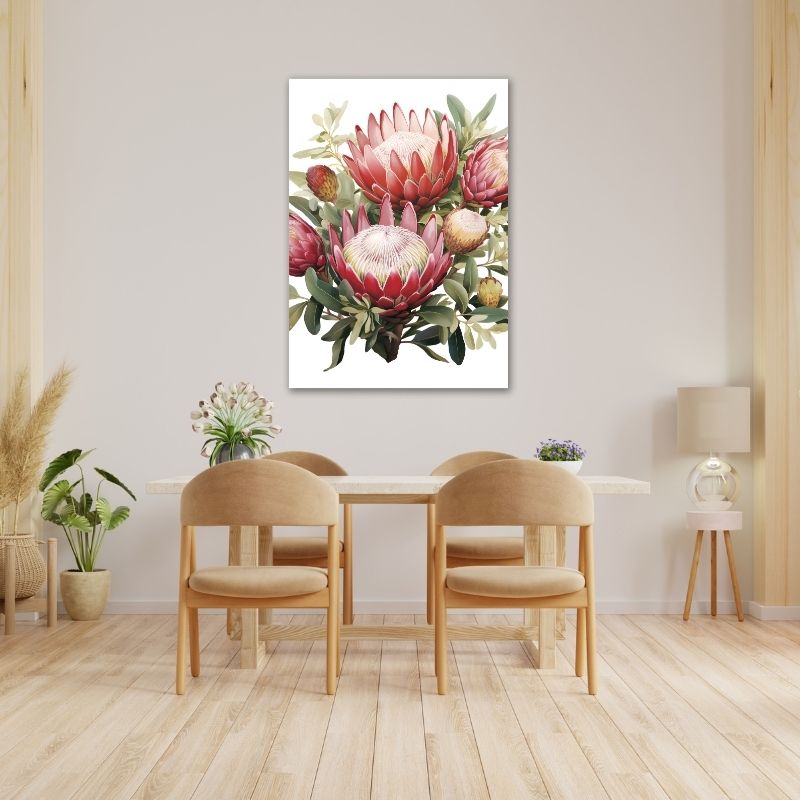 Protea Flower Drawing Pre-Printed Canvas