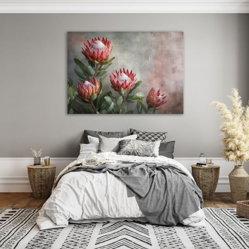 Protea Flowers Pre-Printed Canvas