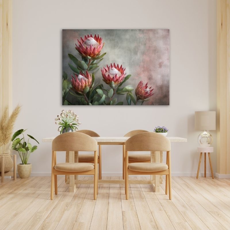 Protea Flowers Pre-Printed Canvas