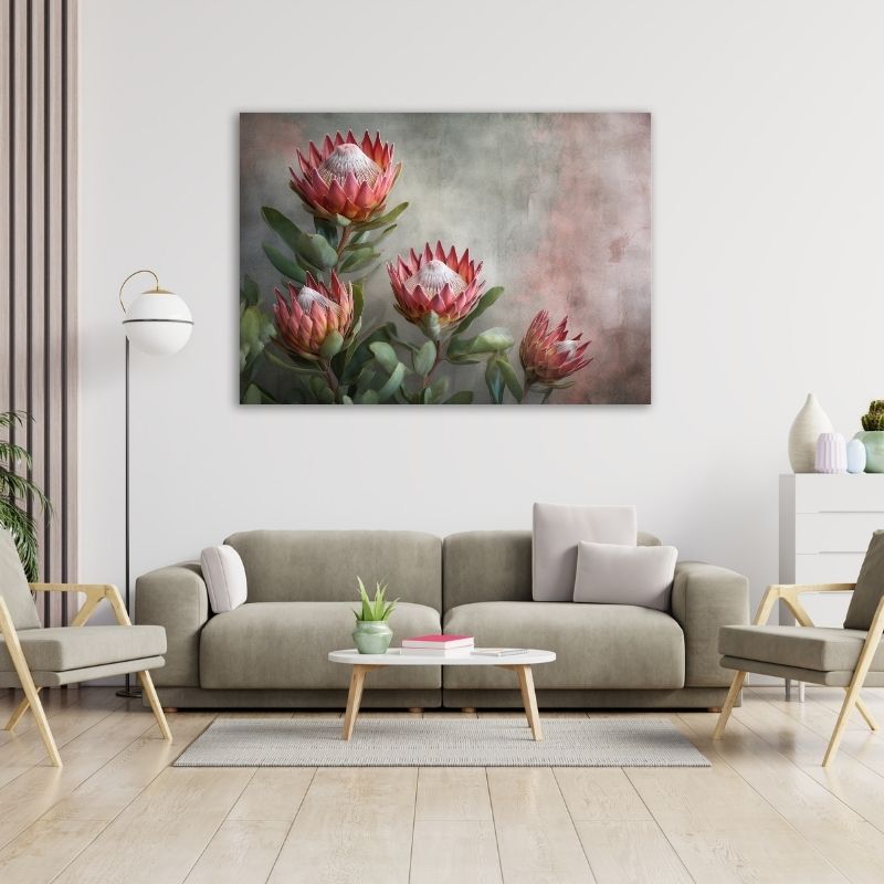 Protea Flowers Pre-Printed Canvas