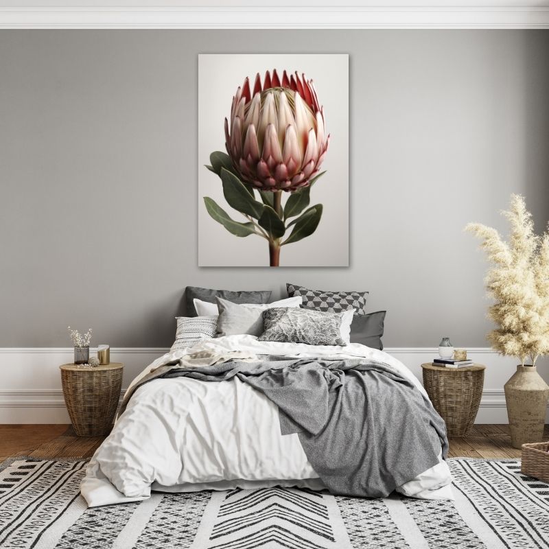 Protea Flower with Leaf Pre-Printed Canvas