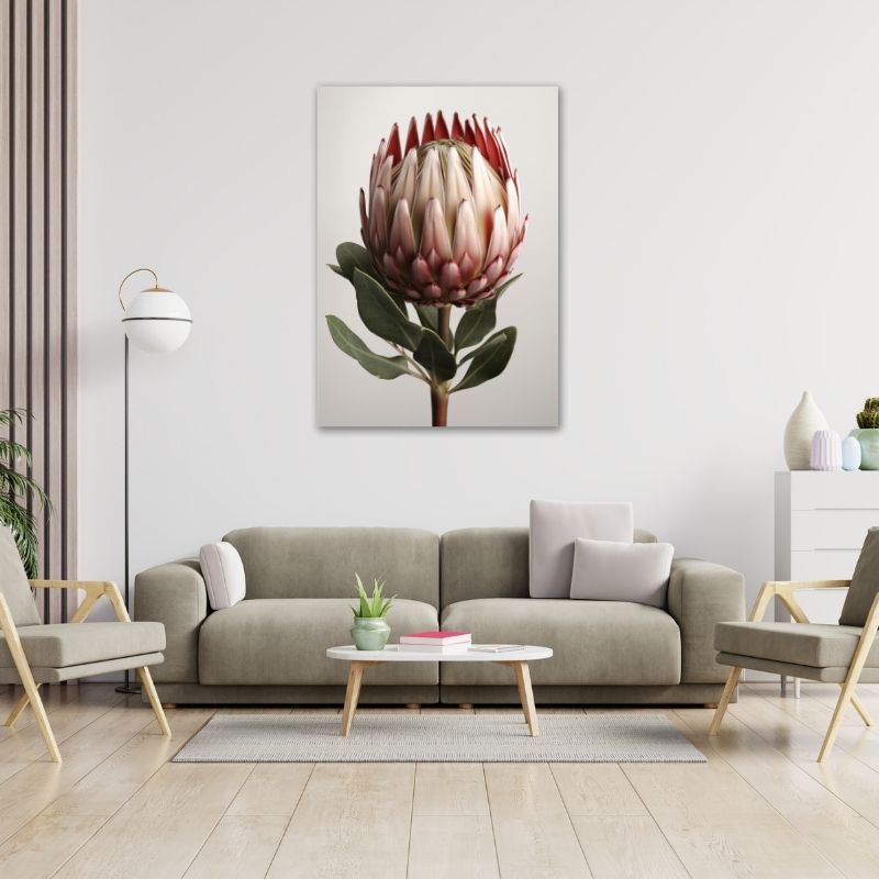 Protea Flower with Leaf Pre-Printed Canvas
