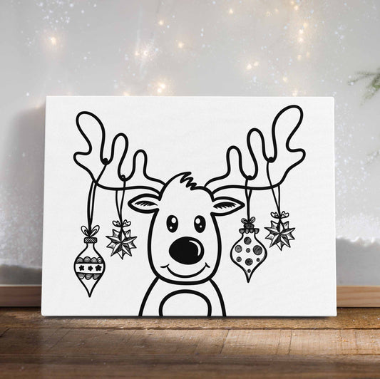 Reindeer with Decorations Canvas Paint Kit