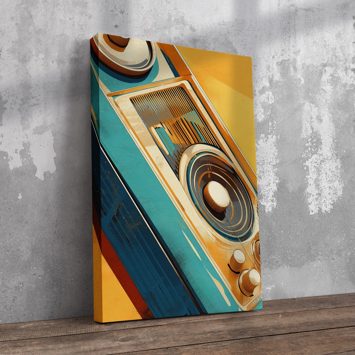 Retro Radio Vintage Pre-Printed Canvas