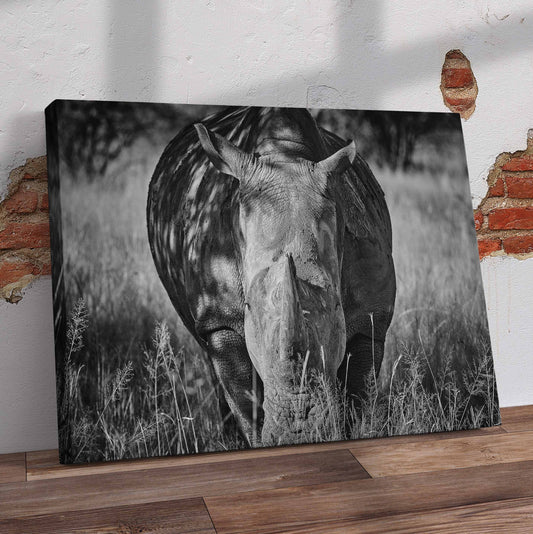 Rhino Black & White Pre-Printed Canvas