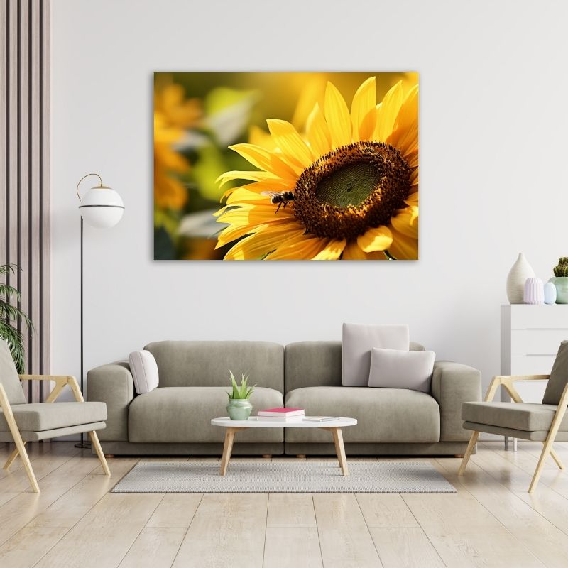 Sunflower with Bee Pre-Printed Canvas