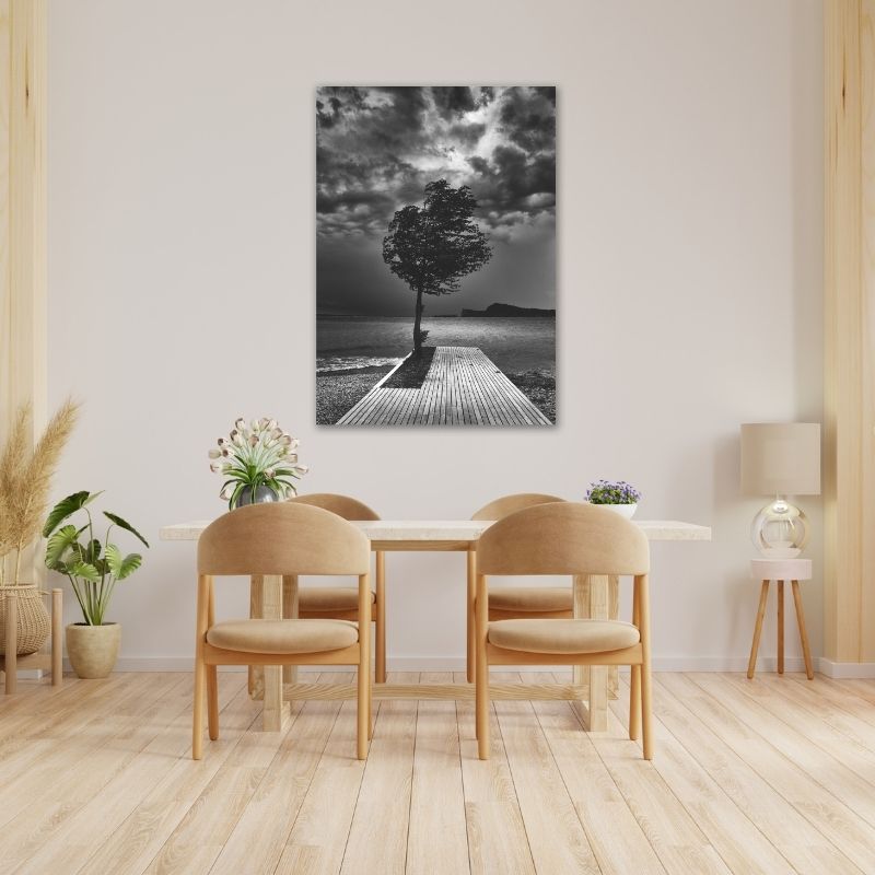 Tree by the lake Pre-Printed Canvas
