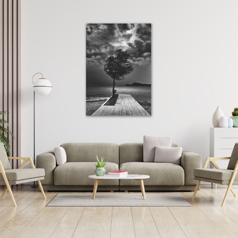 Tree by the lake Pre-Printed Canvas