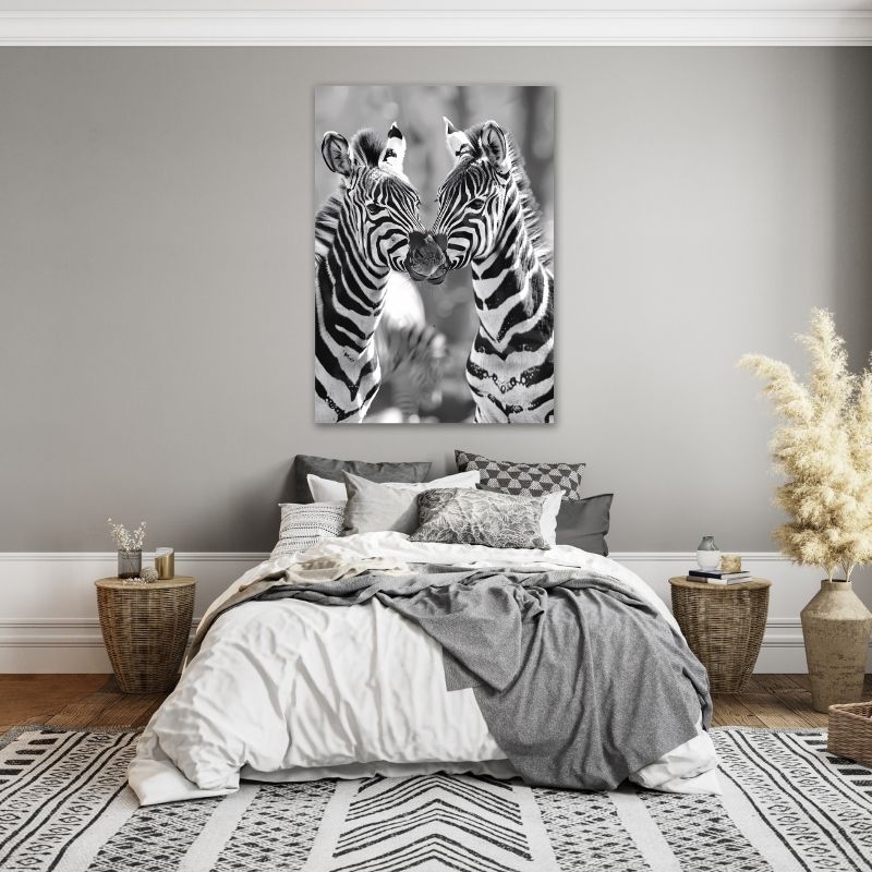 Two Closeup Zebras Pre-Printed Canvas