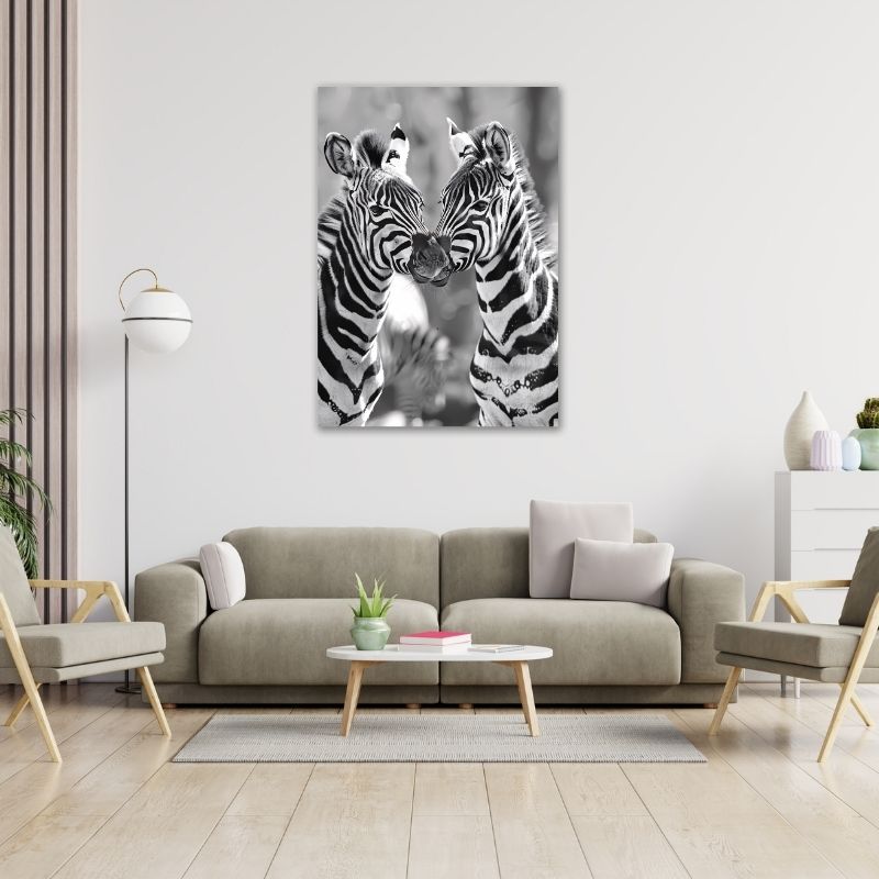 Two Closeup Zebras Pre-Printed Canvas