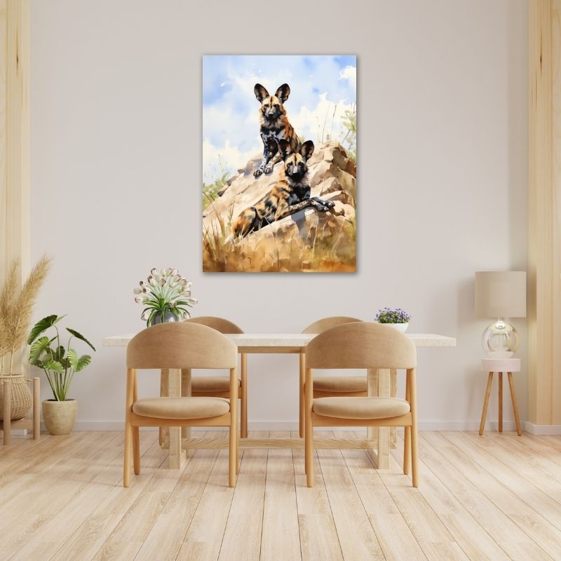 Two Wild Dogs Watercolour Pre-Printed Canvas