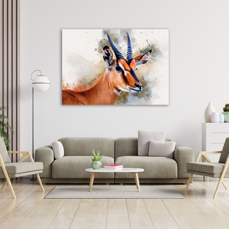 Watercolour Impala Pre-Printed Canvas