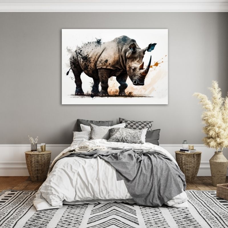 Watercolour Rhino Pre-Printed Canvas