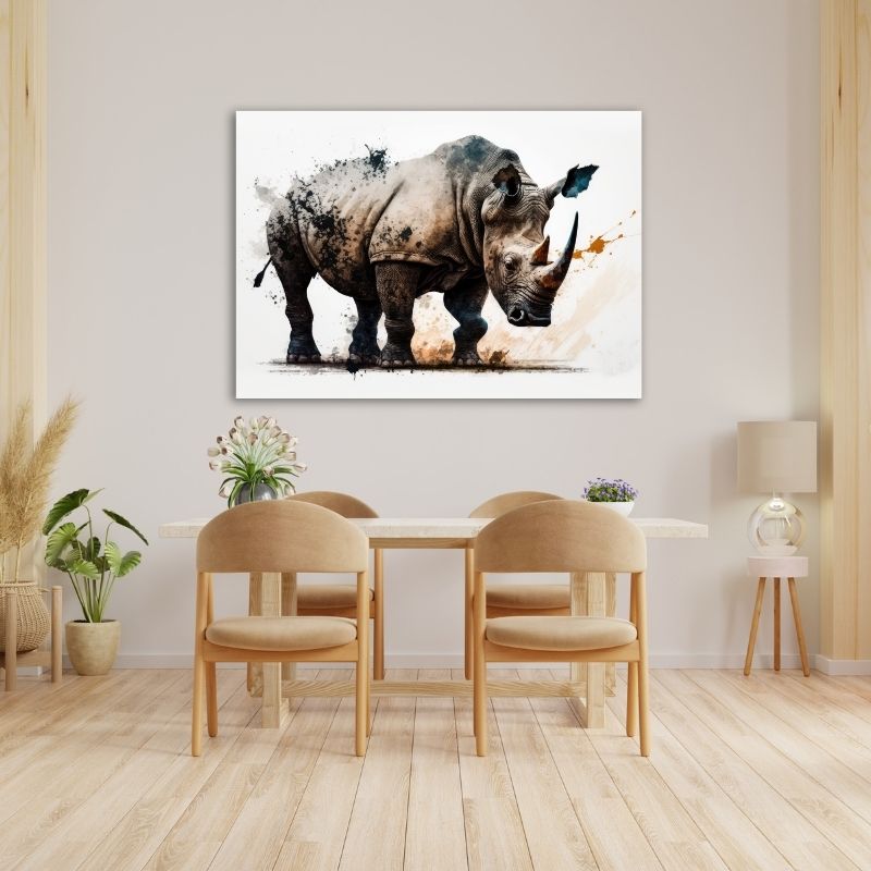 Watercolour Rhino Pre-Printed Canvas