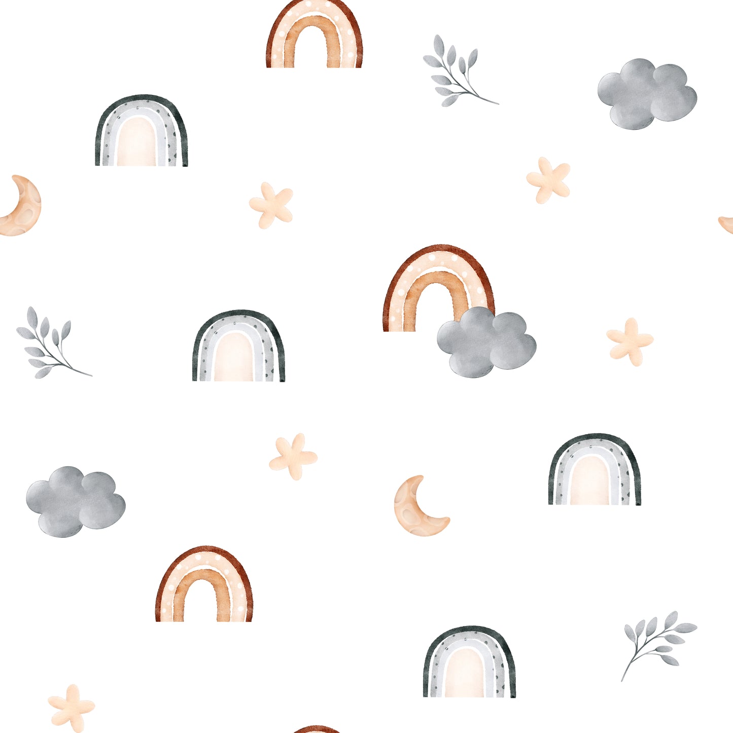 Watercolour Rainbow and Cloud Wallpaper