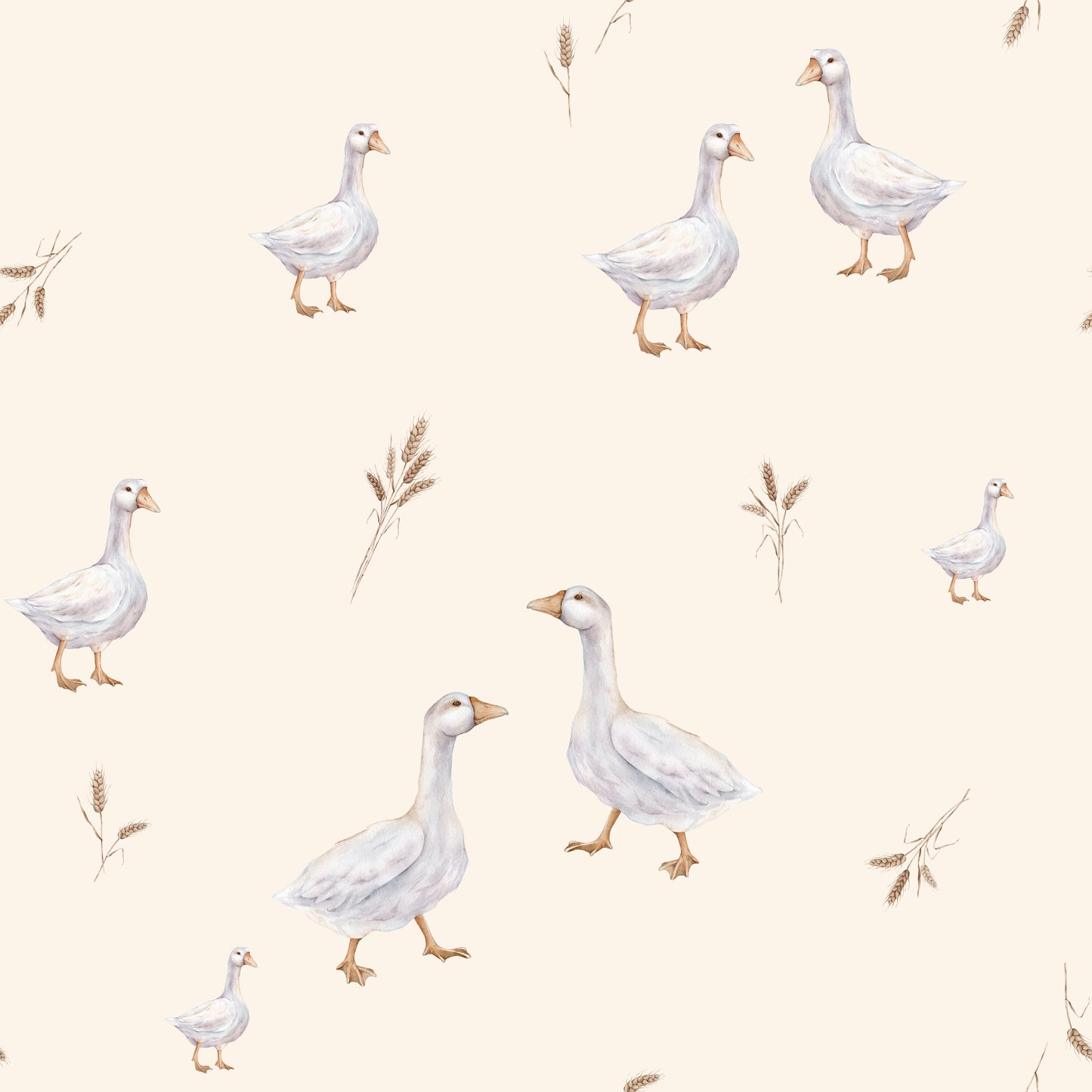 Watercolour Geese Pattern Wallpaper