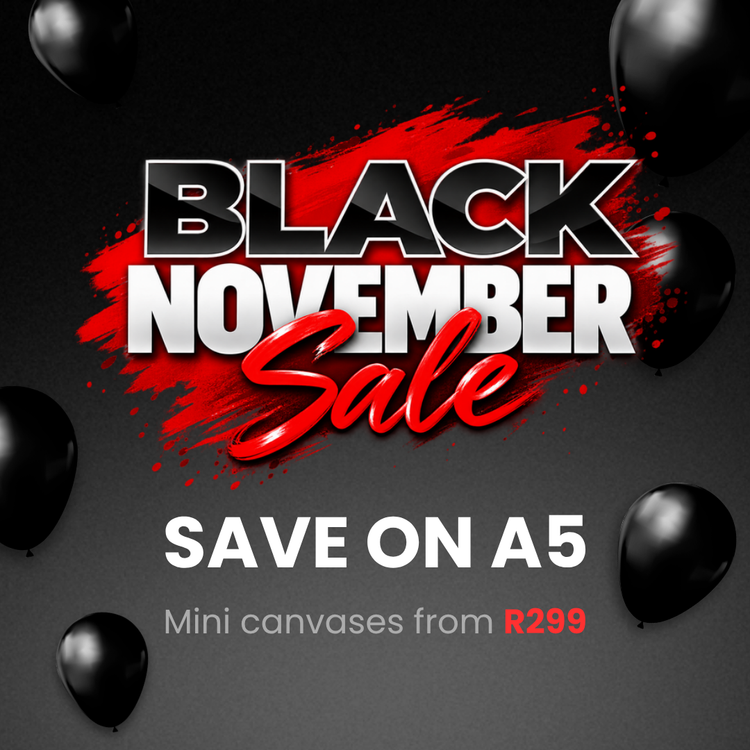 Black November save on A5 - mini canvases from R299