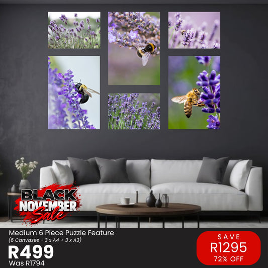 Medium 6 Piece Puzzle Feature Canvas Combo – Black November R499